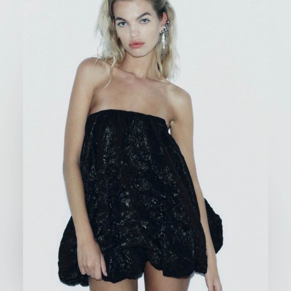 Zara‎ black organza balloon special edition mini dress